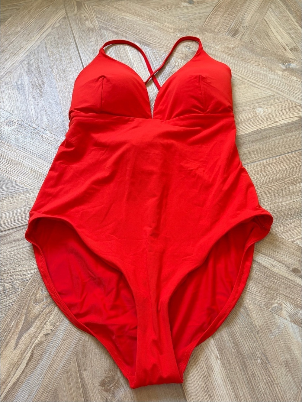 CALIA Triangle Strappy Back One Piece Fresh Red Size 16 Tummy Control Beach